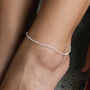 Lovina Satellite Chain Anklet for Women by Pineapple Island Dainty Chain Anklet, Handcrafted Boho Style Ankle Bracelet image 1