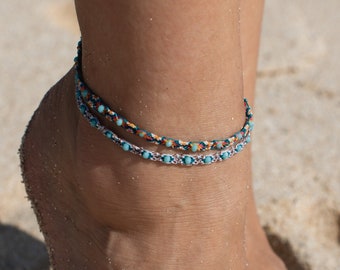 Vermelha surf anklet, Ankle bracelet, Beaded anklet, Gift for her, Boho jewelry, Anklet for woman, Pineapple Island