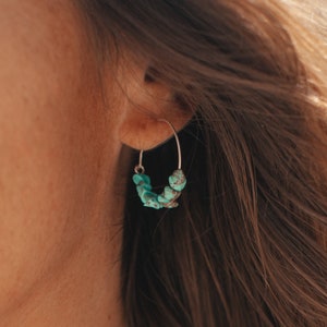 Dainty Turquoise Hoop Earrings | Silver Boho Jewelry: Handcrafted Surfer Chic by Pineapple Island