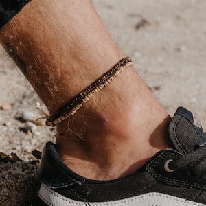 Coconut Bead Anklet - Handmade Surfer Anklet, Ankle Bracelet for Men, Gift for Him | Surf & Beach Boho Jewelry by Pineapple Island