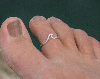 Silver Plated Toe Ring for Surfer Girls - Handmade, Minimalist Design by Pineapple Island | Dainty Handmade Jewelry, Adjustable Toe Ring