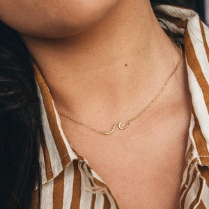 Asri Gold Wave Necklace - Surfer Chic Handmade Jewelry for a Boho Summer Look by Pineapple Island | Dainty Handmade Necklace for Her