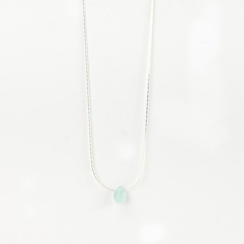 Aquamarine Stone Necklace, Handmade Teardrop Necklace by Pineapple Island Gemstone Design Created as the Perfect Gift for Her image 3
