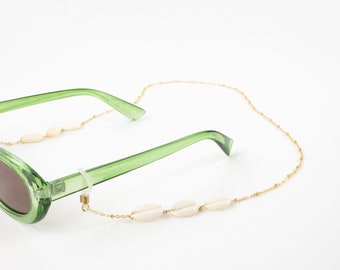 Gold Tone Glases Chain. Eyeglass Holder. Geometric Rhomb Shape 