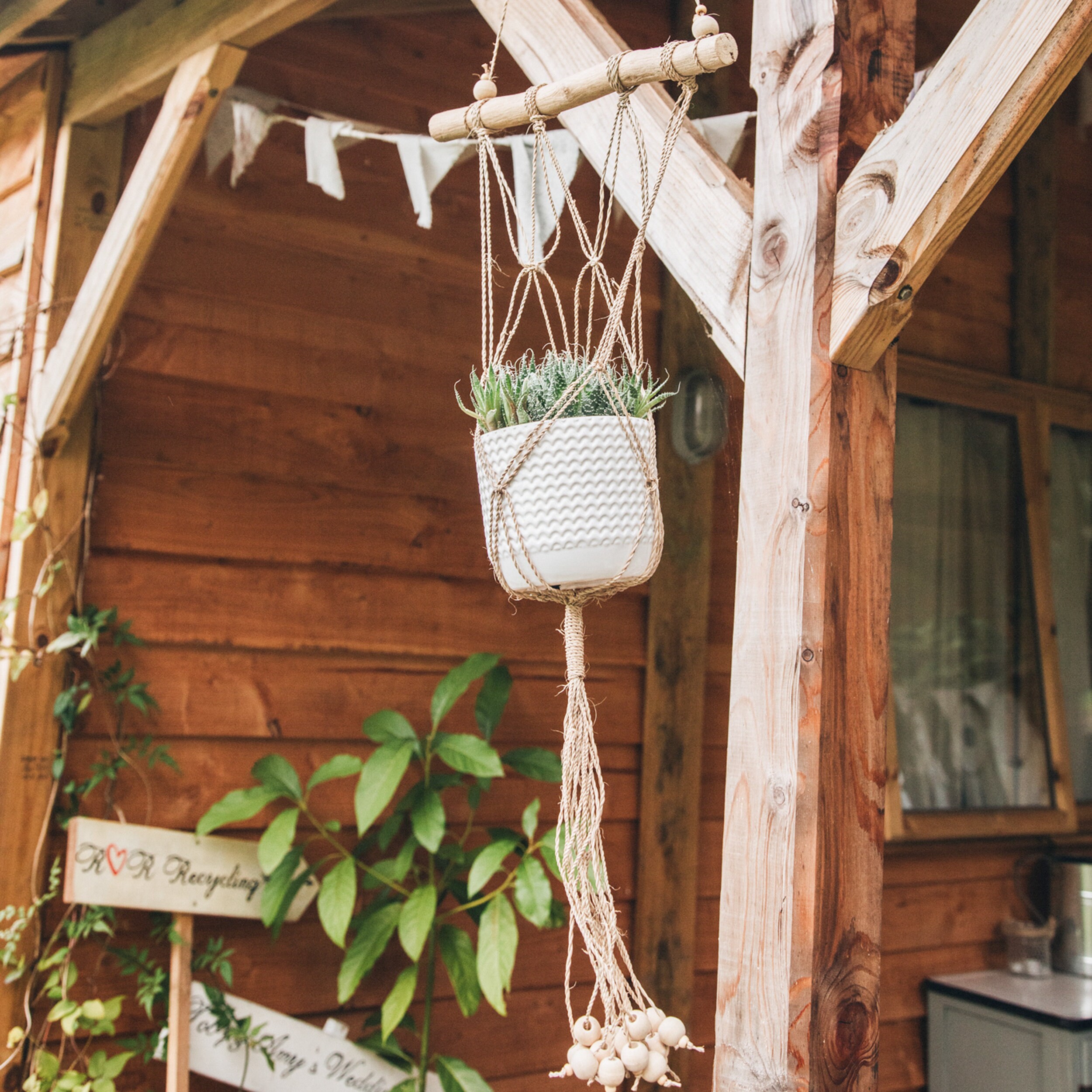 Cintre d'usine de Corde Chanvre, Panier Suspendu Fait Main, Cintre d'usine, Homeware Boho, Décor Mod