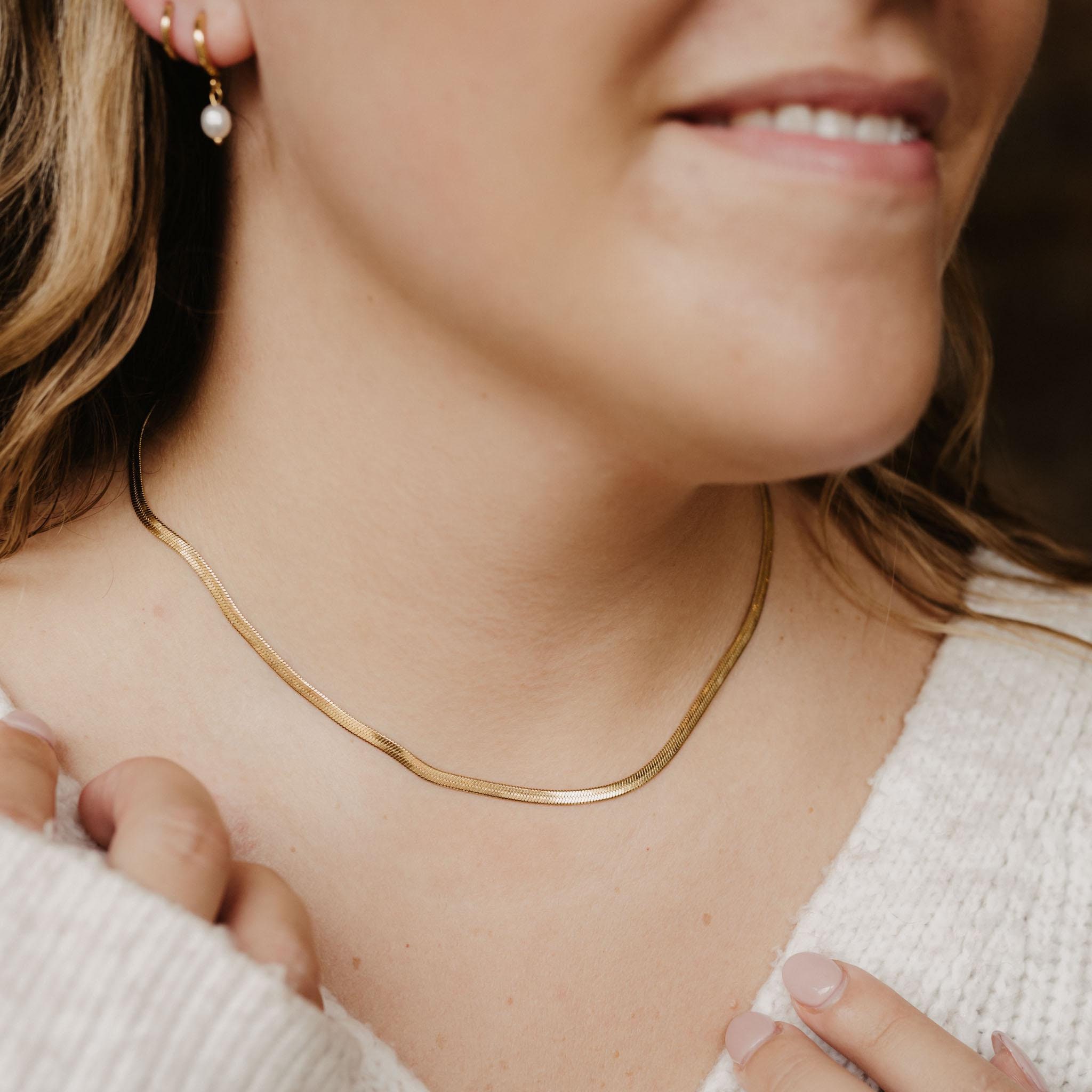 Collana a catena a spina di pesce in acciaio inossidabile per