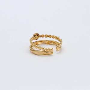Gold Turquoise Stone Double Ring: Waterproof Jewelry image 6