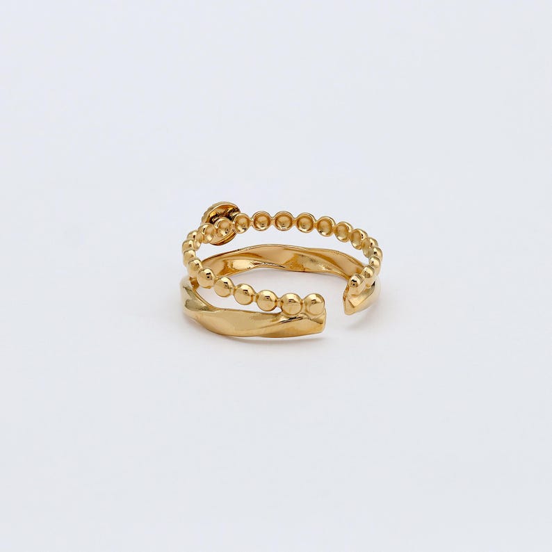 Gold Turquoise Stone Double Ring: Waterproof Jewelry image 6