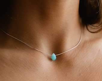 Collier pierre aigue-marine, collier en forme de larme fait main par Pineapple Island | Conception de pierres précieuses créée comme cadeau parfait pour elle