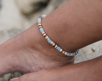 Manta Point Surfer Anklet by Pineapple Island: Tropical Vibes Shell Anklet - Beach Jewelry Gift for Surfers, Handmade Bead Anklet