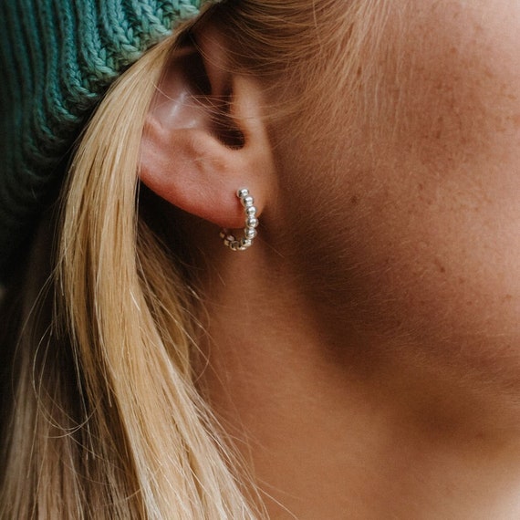 Dainty Dot Huggie Hoop Earrings Huggie Earring Circle Hoop