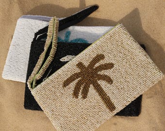 Kleine Palme Perlen Geldbörse | Verschönerte Strandtasche