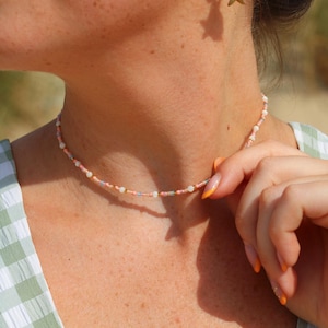 Pasir Mother of Pearl Beaded Necklace - Pink Adjustable Necklace by Pineapple Island | Mother of Pearl Necklace, Surf Jewellery, Summer
