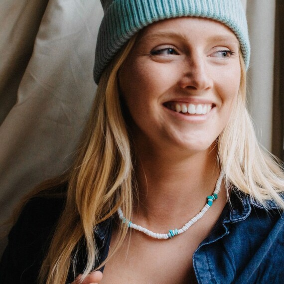 Turquoise puka shell necklace best sale