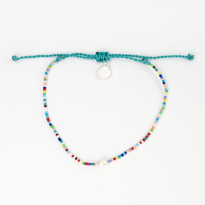 Rainbow Pearl Ankle Bracelet, Retro Boho Beach Jewelry, Handmade Anklet for Women image 3