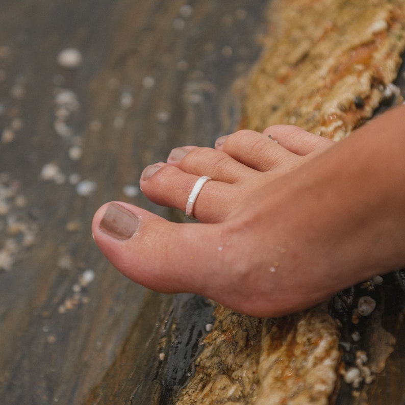 Textured Minimalist Toe Ring by Pineapple Island Silver Plated Toe Ring, Get Your Toes Beach-Ready Handmade Jewelry image 1