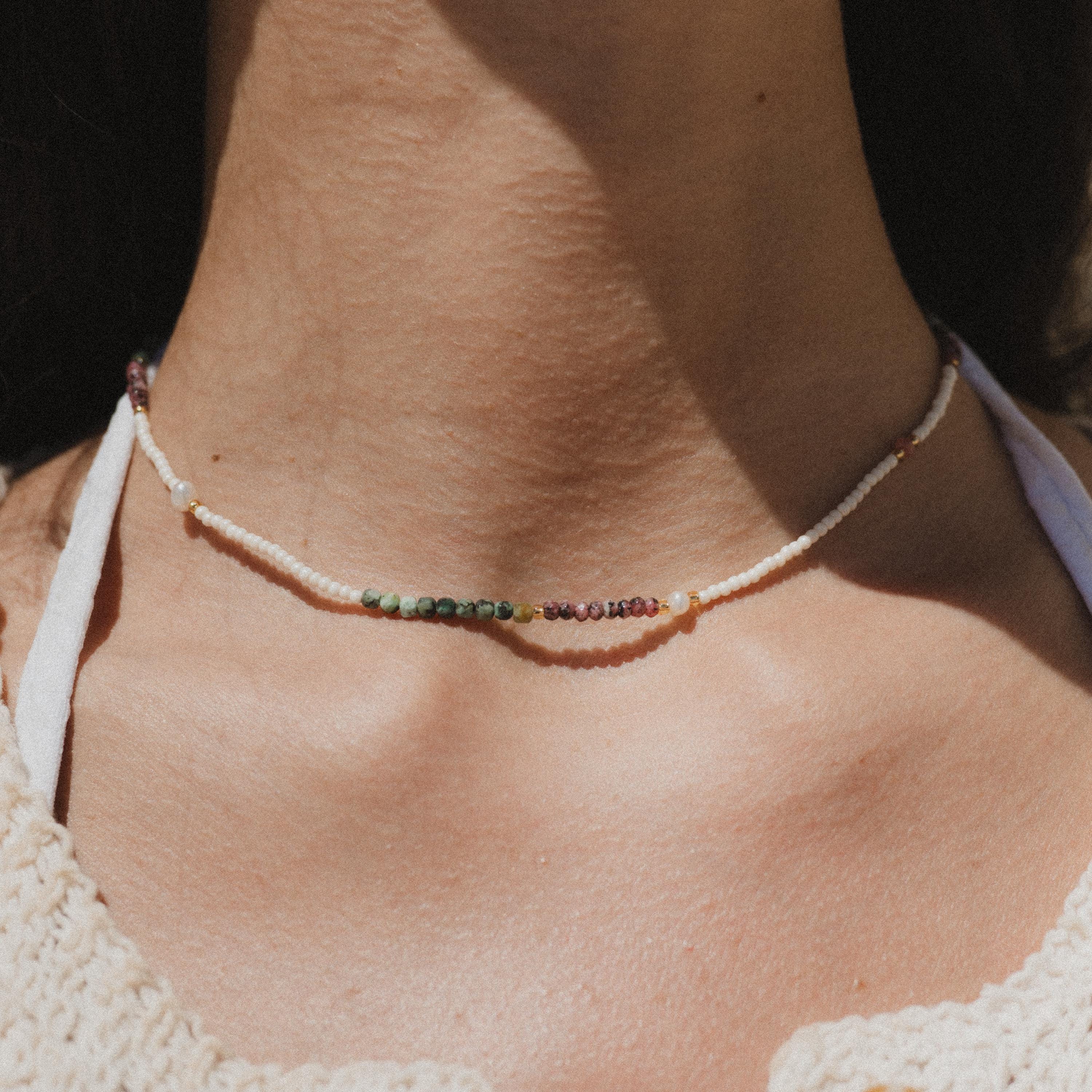 Vintage Womens Glass Seed Bead Belt Lariat Necklace Boho Earthy Granola Cottage Boho Layering Necklace, Czech Glass Rustic Bead, Tribal  main image 2