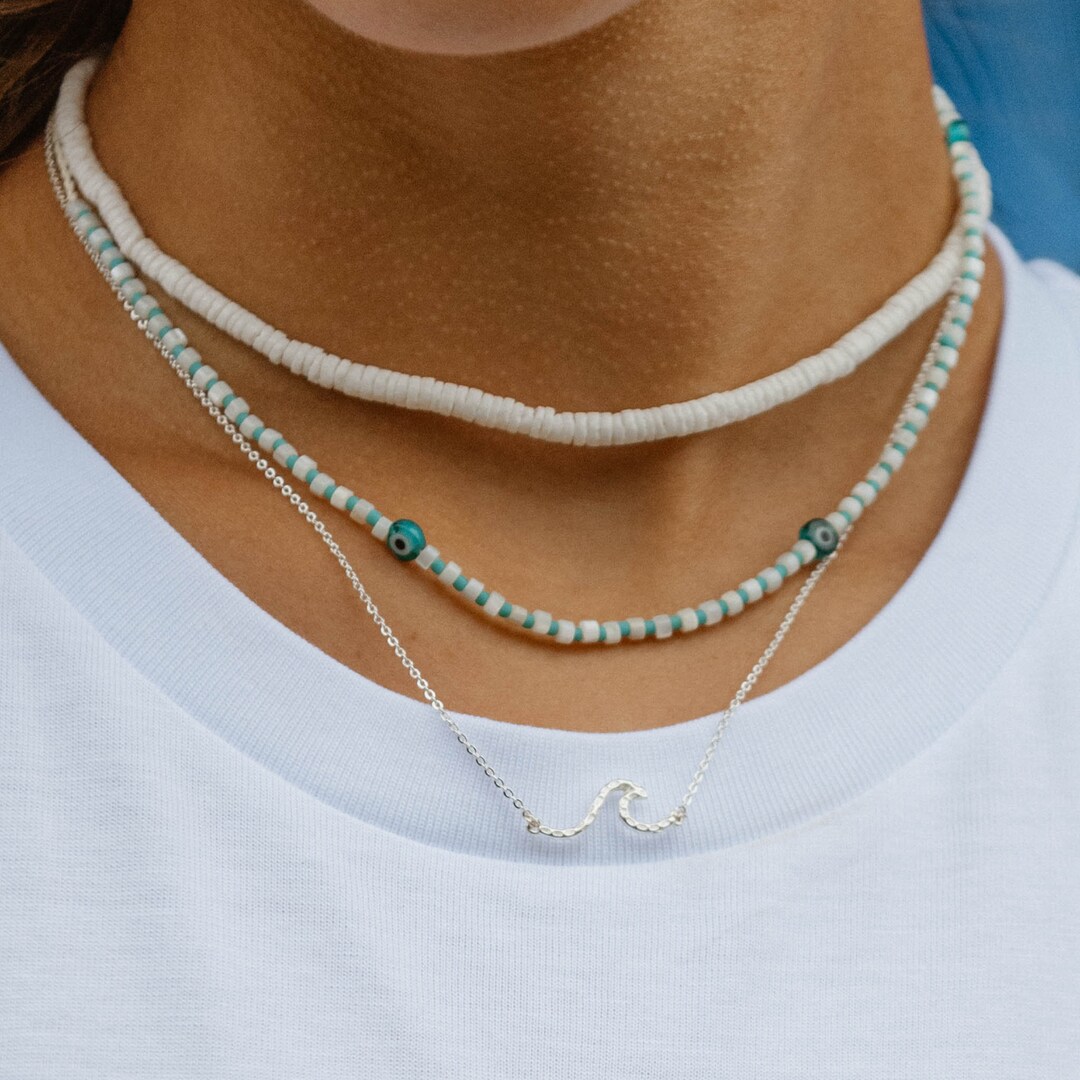 Hanauma Bay Evil Eye Necklace Set Surf Style Jewelry by Pineapple