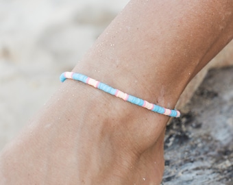 Lucky Bay Clay Beaded Anklet, Handmade by Pineapple Island | Surfer Ankle Bracelet, Perfect Gift for Her | Beach Vibes