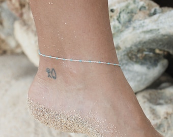 Enamel Bead Anklet - Boho Beach Jewelry by Pineapple Island | Silver Plated Handmade Anklet, Dainty Ankle Bracelet Design