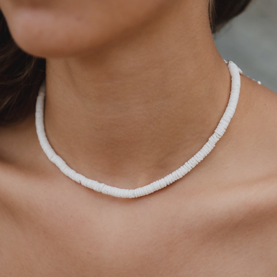 Buy Hawaiian White Puka Shell Chip Heishe Surfer Necklace Mens Necklace  Womens Necklace Kids Necklace Online in India - Etsy