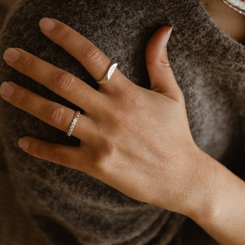 Flat Beaded Ring: Pineapple Island Adjustable Ring, Minimalist Style Silver or Gold Plated. A Must-Have Stacking Ring. Perfect Gift for Her image 8