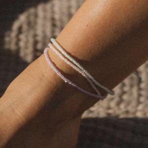 Frosted Glass Beaded Anklet: Adjustable Boho Surfer Style
