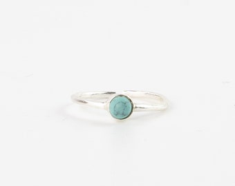 Stackable Aquamarine Stone Ring - Dainty Handcrafted Ring for Beach Chic Style by Pineapple Island | Adjustable, Handmade Natural Ring