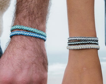 Knotted Wax Cord Surfer Bracelet: Waterproof Stacking Jewelry