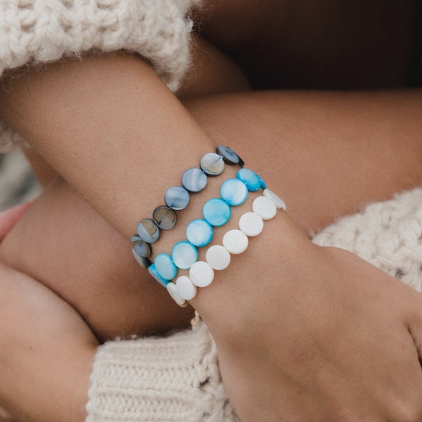 Mother of Pearl Disc Bracelet - Handcrafted Surfer Beach Accessory | Handmade Bracelet by Pineapple Island