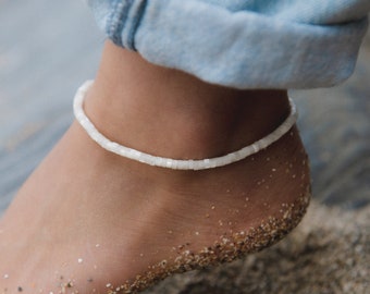 Hanalei Bay Mother of Pearl Anklet - Beaded Handmade Anklet by Pineapple Island | Pearl Anklet, Bridesmaid Gift, Wedding Jewelry