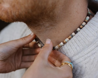 Collar de madera de coco Laut - Gargantilla de surf ajustable para hombre, collar verde, joyería para hombre