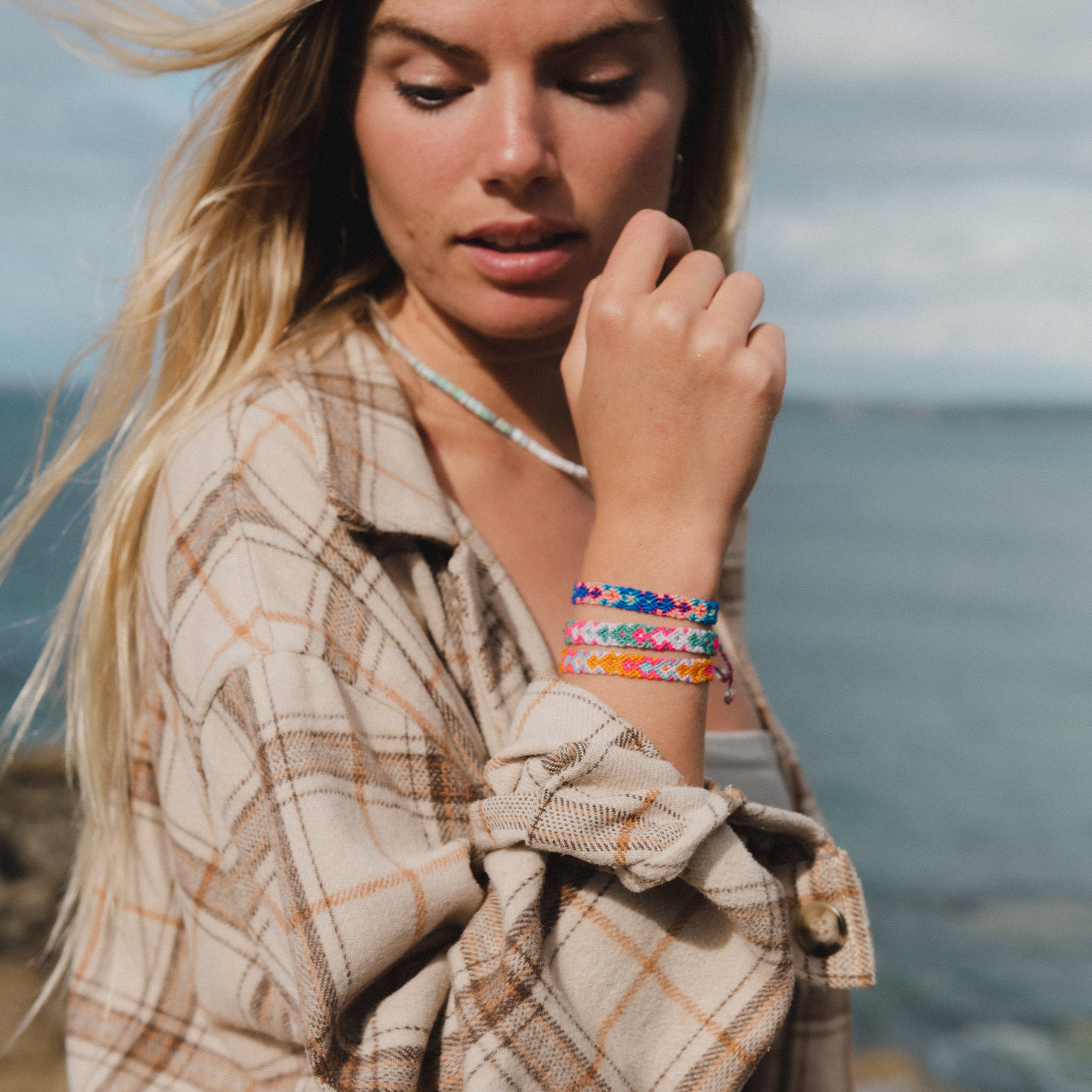 【美品】フミエタナカ　clear yarn bracelet Handmade Woven Surf Bracelet: Boho Friendship Jewelry - Etsy