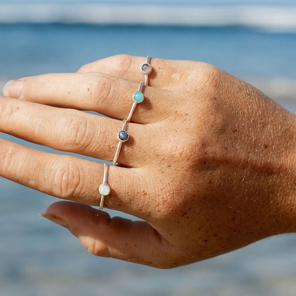 Delicate Gemstone Ring by Pineapple Island | Adjustable Stacking Ring, Perfect Best Friend Gift, Minimalist Design