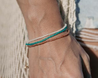 Frosted Glass Beaded Bracelet : Handmade Jewelry
