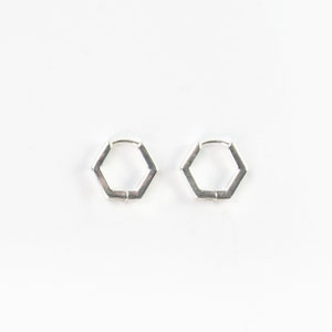 Minimalist Hexagon Hoop Earrings Geometric Huggie Hoops by Pineapple Island Handmade Hoop Jewelry, Elegant Geometric Earrings image 5