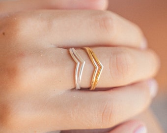 Double Wishbone Ring by Pineapple Island -  Adjustable Stacking Ring, Layered Ring, Dainty Design