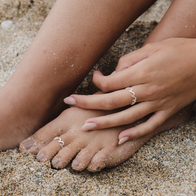 Crashing Wave Toe Ring by Pineapple Island Silver Plated Toe Ring Designed as the Perfect Beach Accessory Surfer Style Toe Ring image 3