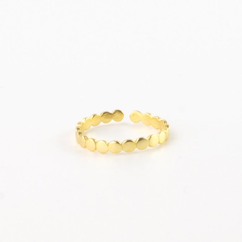 Flat Beaded Ring: Pineapple Island Adjustable Ring, Minimalist Style Silver or Gold Plated. A Must-Have Stacking Ring. Perfect Gift for Her image 3