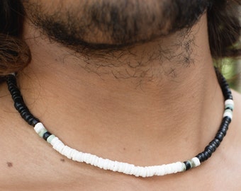 Marley Surf Bead Necklace | Handmade Necklace by Pineapple Island, Wood Necklace for Men, Surfer Style Beaded Necklace