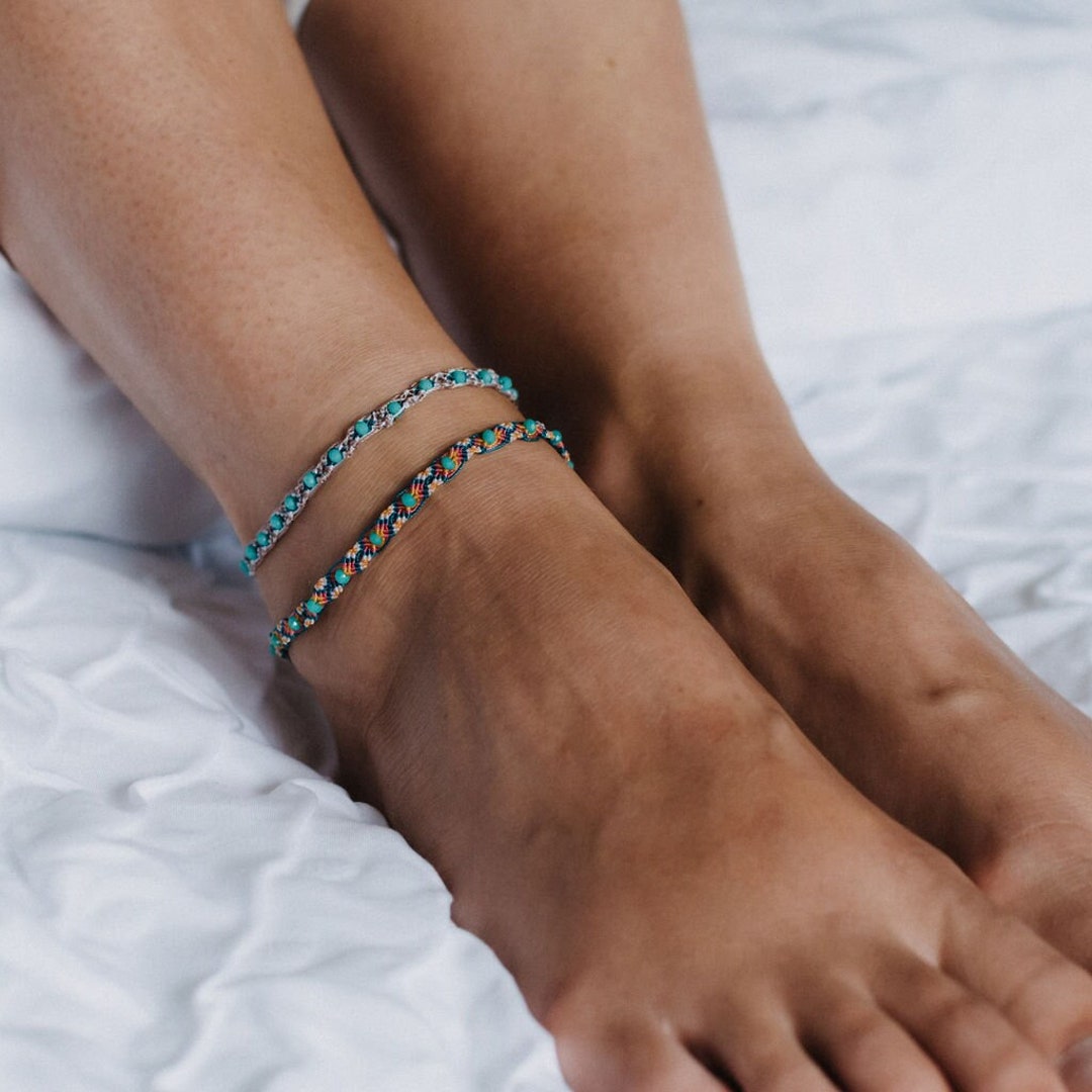 Handwoven Beaded Anklet: Handmade Jewelry, Adjustable Coastal