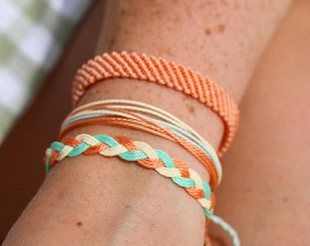 Handmade Woven Rope Bracelet Set: Waxed Cord Surf Jewelry
