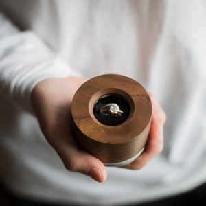 Proposing with a custom wood handmade ring box