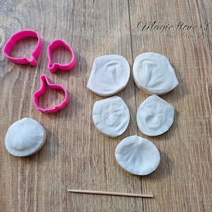 Pansy flower silicone veiner and plastic cutter set
