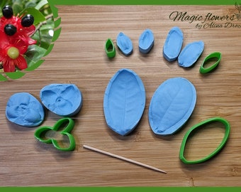 Ochna flower silicone veiner/mold and plastic cutter set