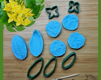 Ixora Flower Silicone Veiner and Cutter Set: Polymer Clay, Fondant