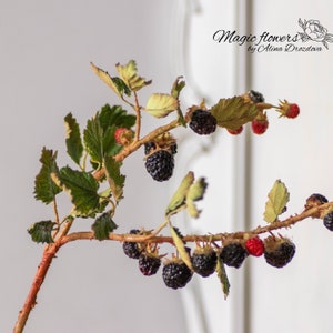 Blackberry - artificial branch with berries out of cold porcelain