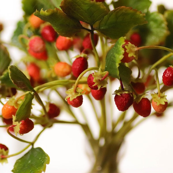 Wild strawberry plant -artificial berries out of cold porcelain