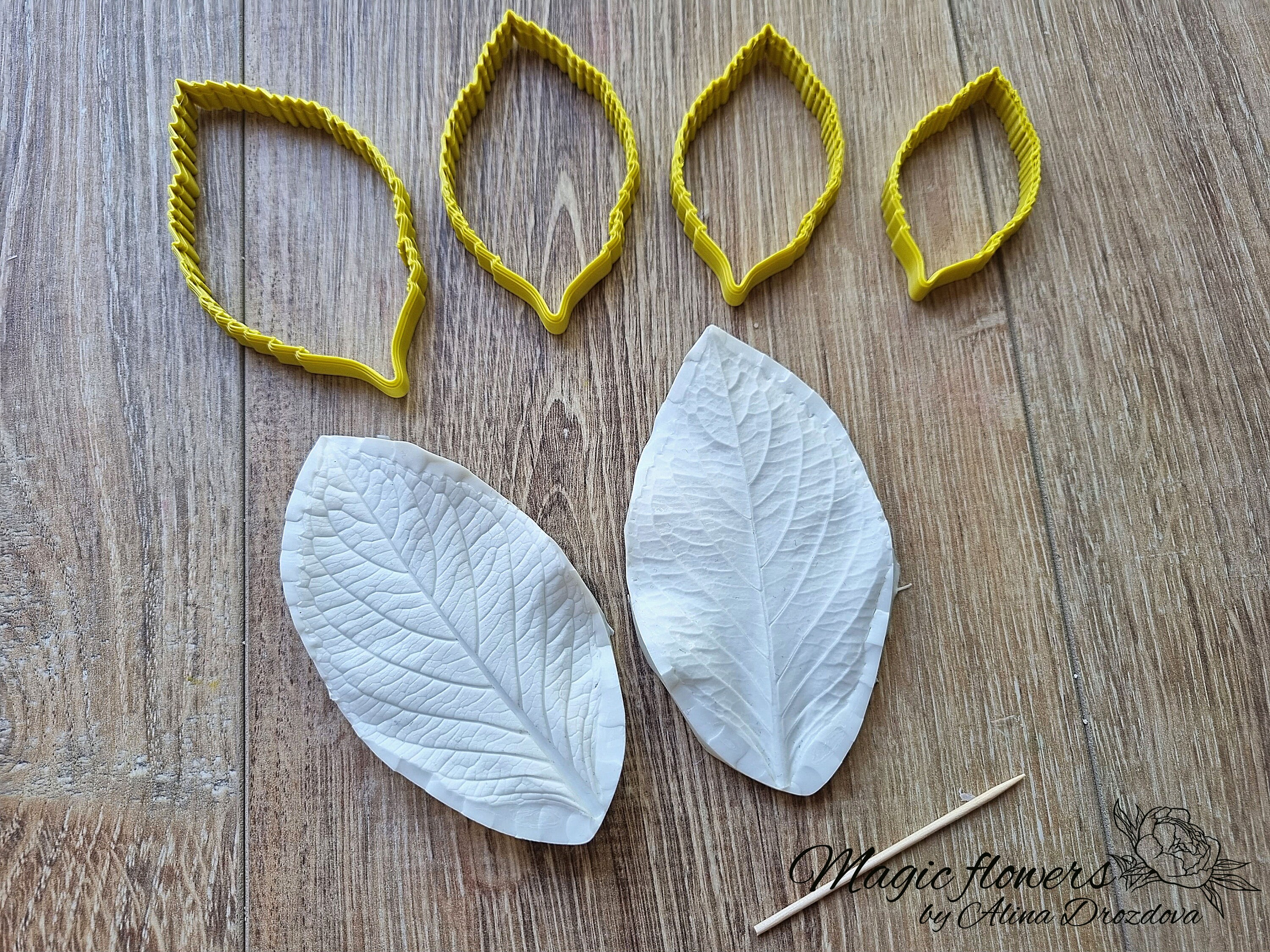 Hydrangea leaf silicone veiner and plastic cutter set