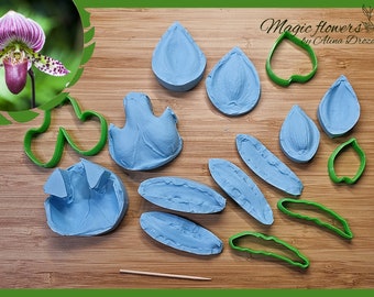 Cypripedium (Lady Slipper Orchid) silicone veiner/mold and plastic cutter set